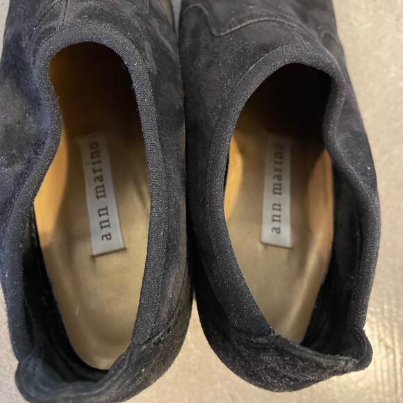 Ana Marino black Suede leather bootie shoe squared toe block heel womens size 7 - Picture 8 of 10